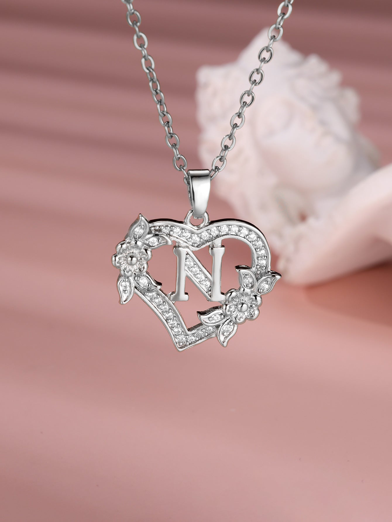 Heart Necklace with Personalized Letter