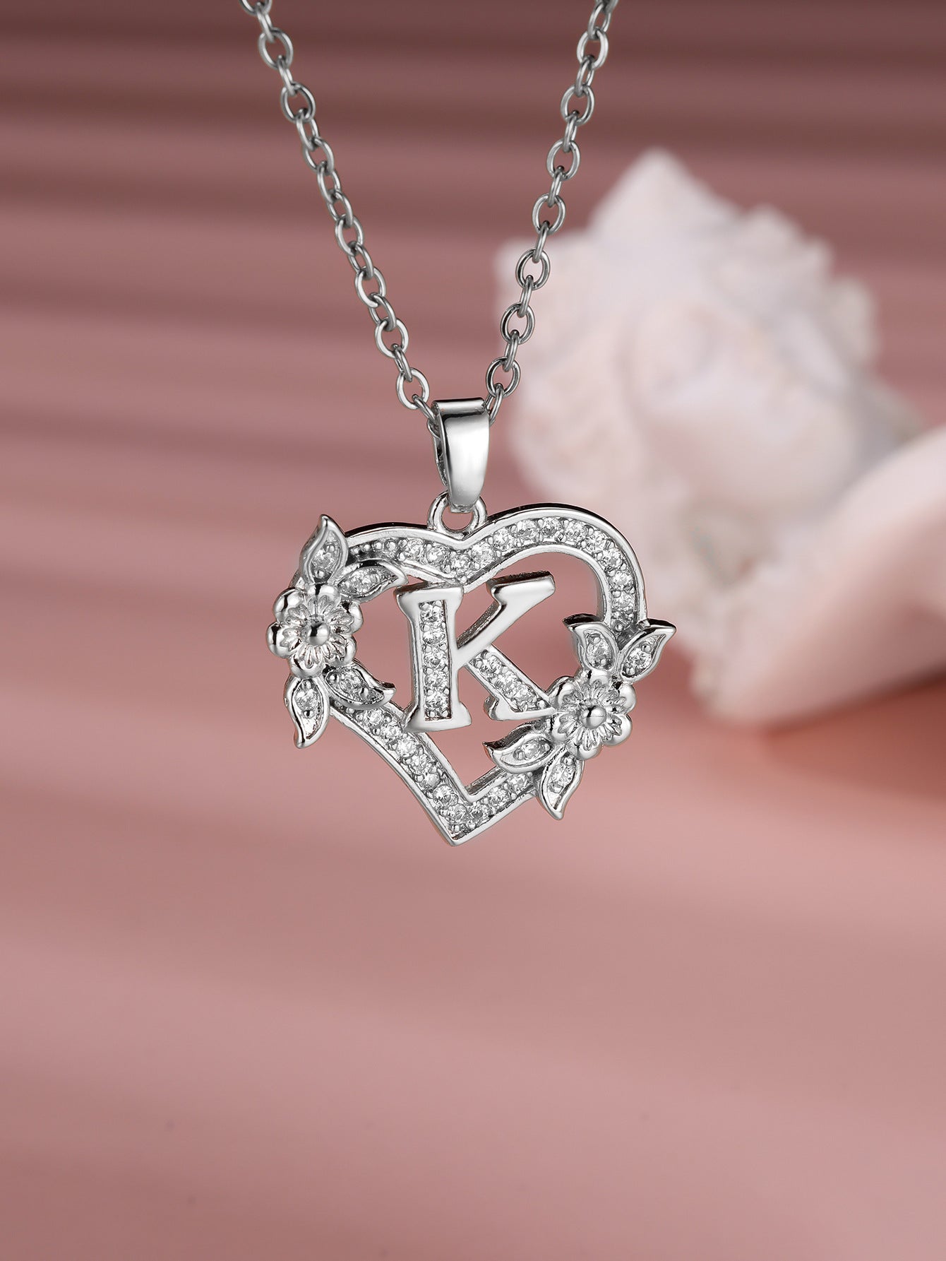 Heart Necklace with Personalized Letter