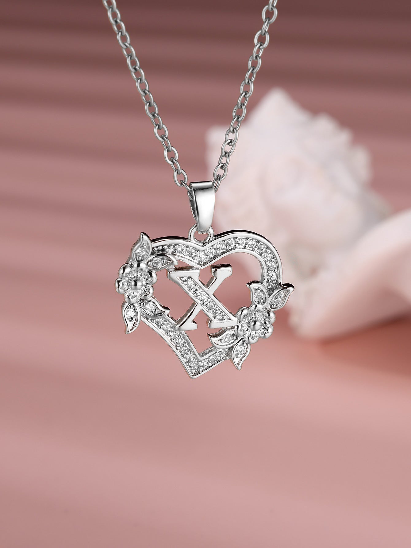 Heart Necklace with Personalized Letter