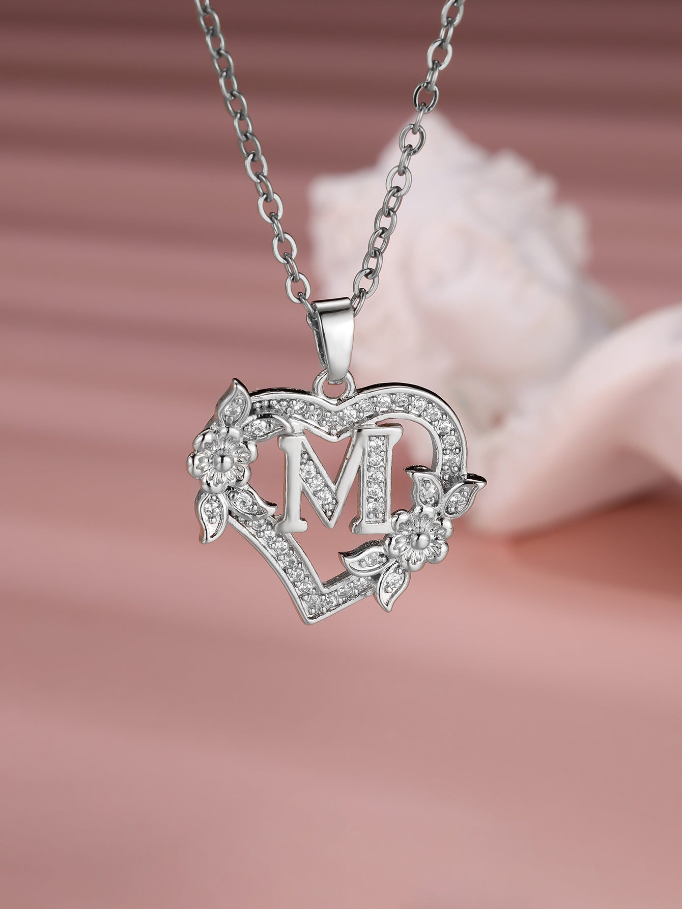 Heart Necklace with Personalized Letter