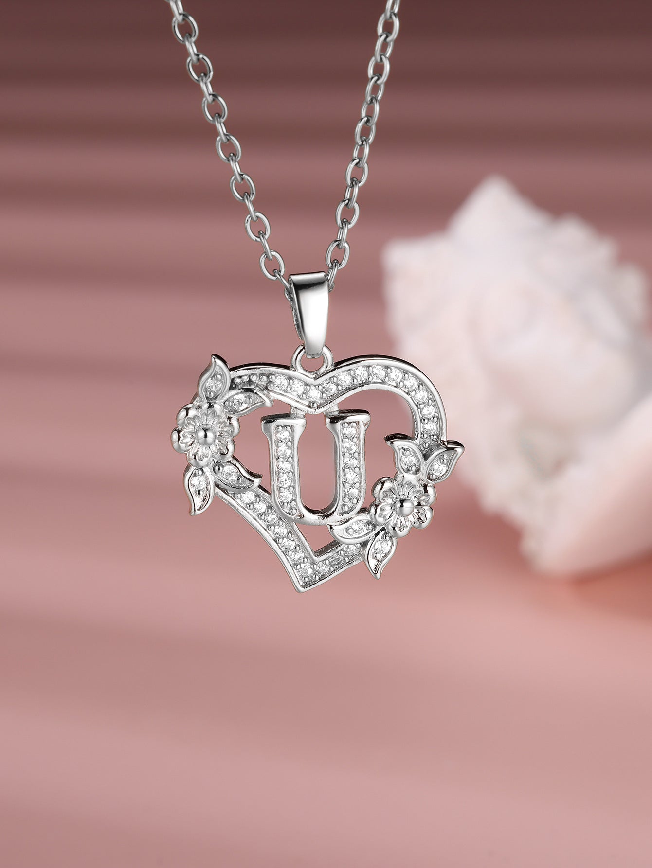 Heart Necklace with Personalized Letter