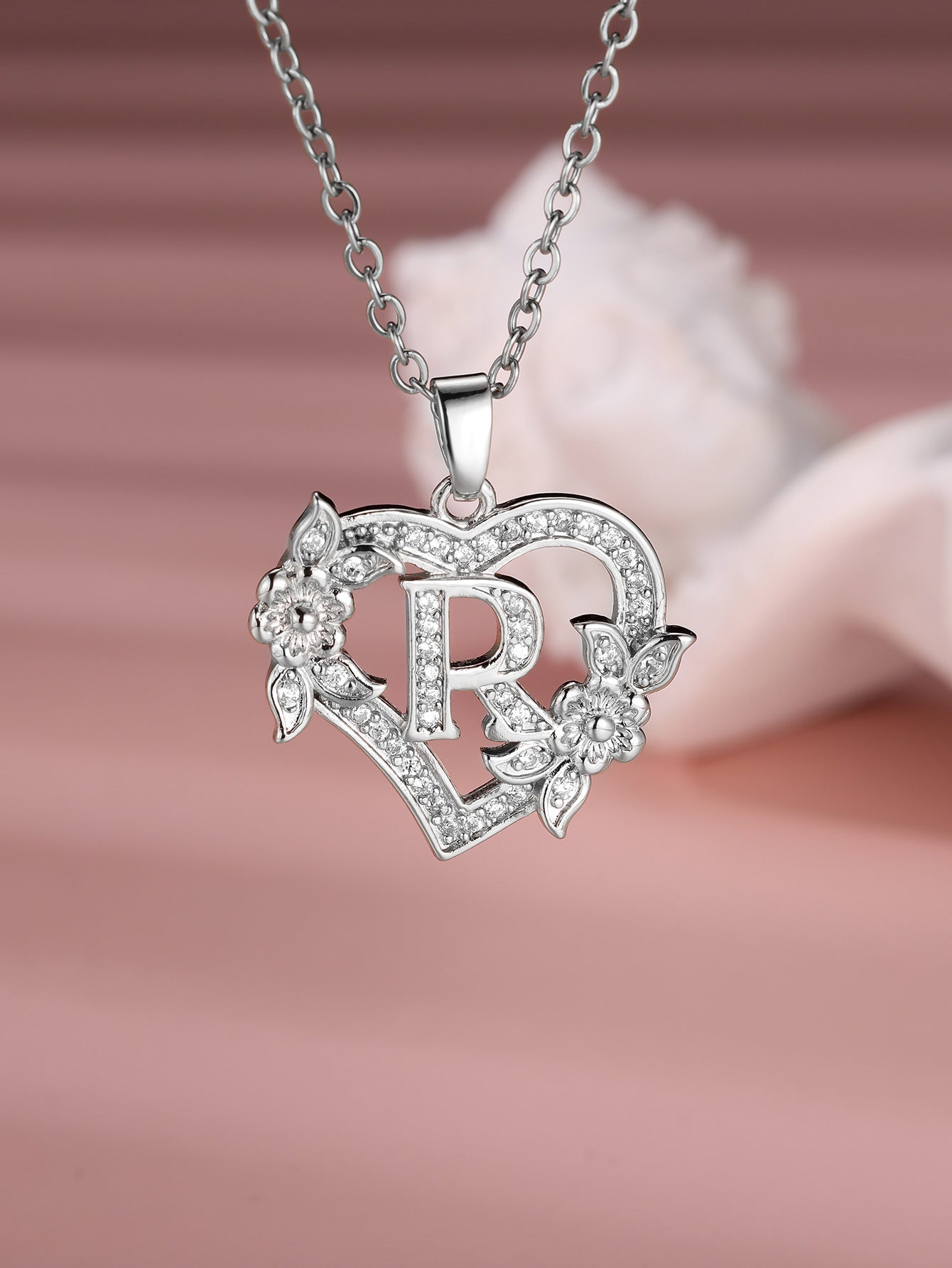 Heart Necklace with Personalized Letter