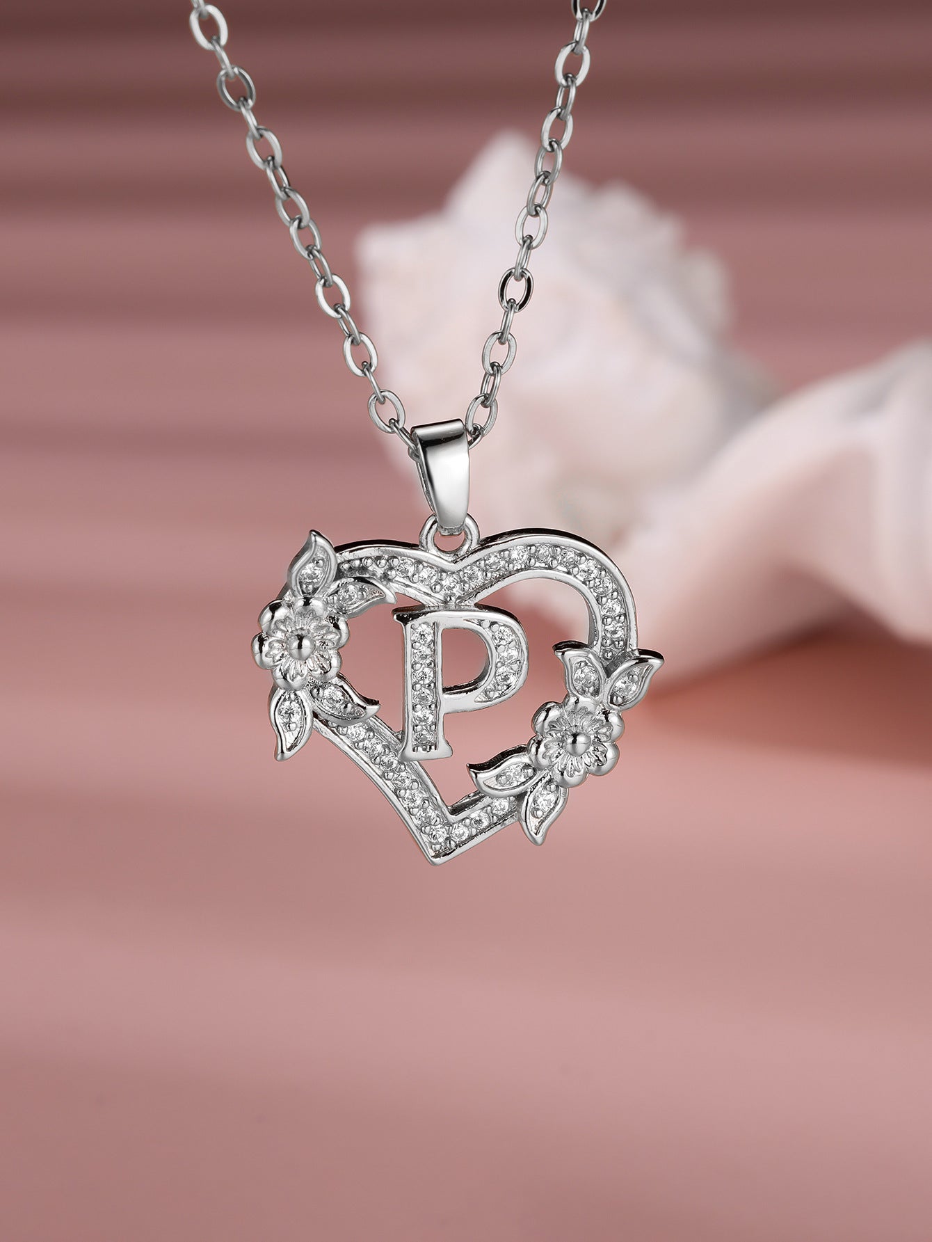 Heart Necklace with Personalized Letter