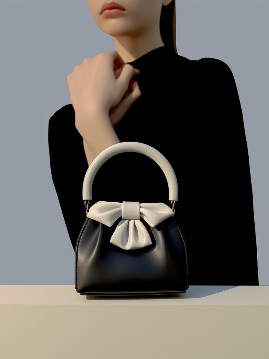 Sac Seau Plissé avec Nœud Contrasté