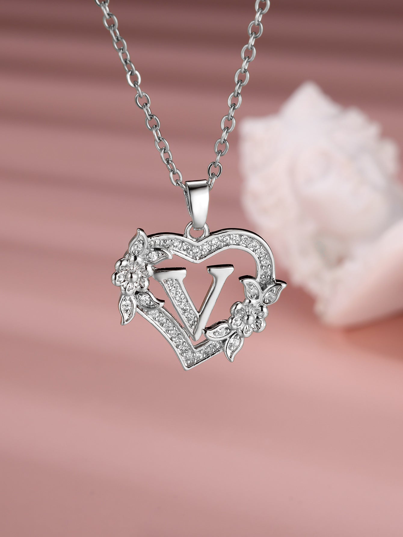 Heart Necklace with Personalized Letter