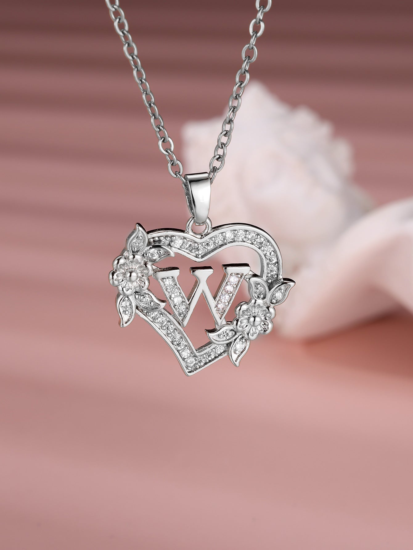 Heart Necklace with Personalized Letter