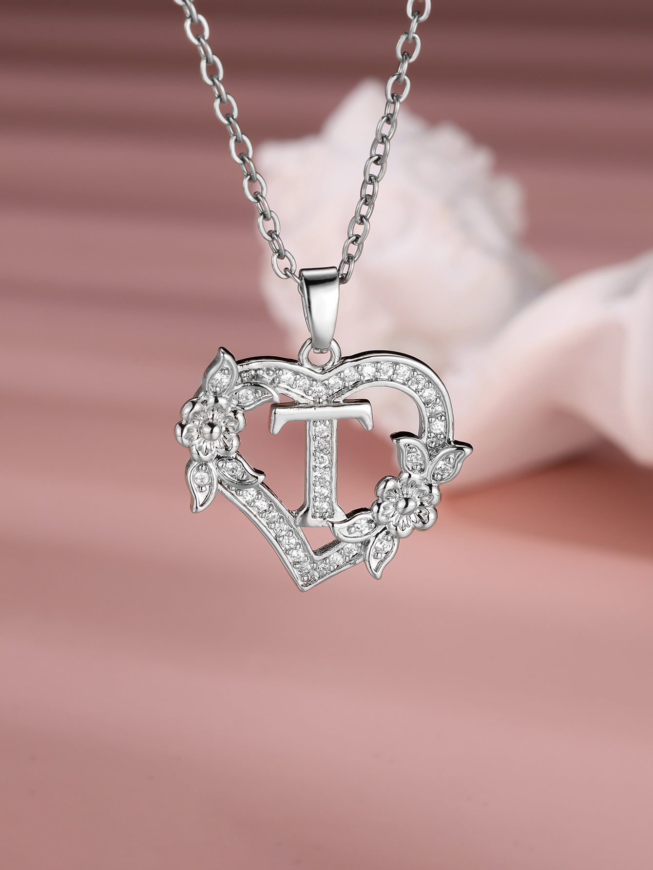 Heart Necklace with Personalized Letter