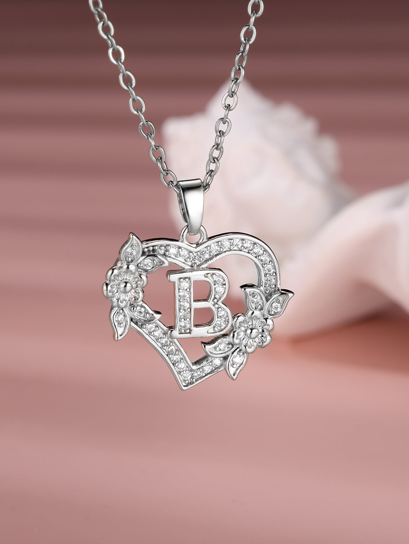 Heart Necklace with Personalized Letter