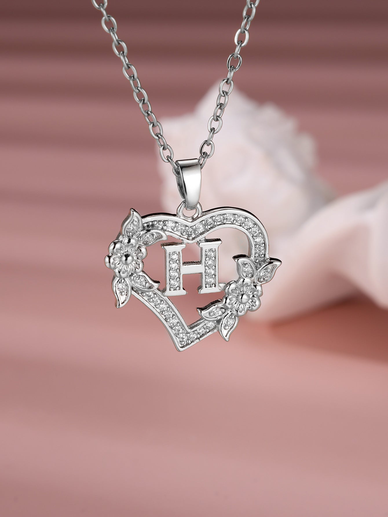 Heart Necklace with Personalized Letter