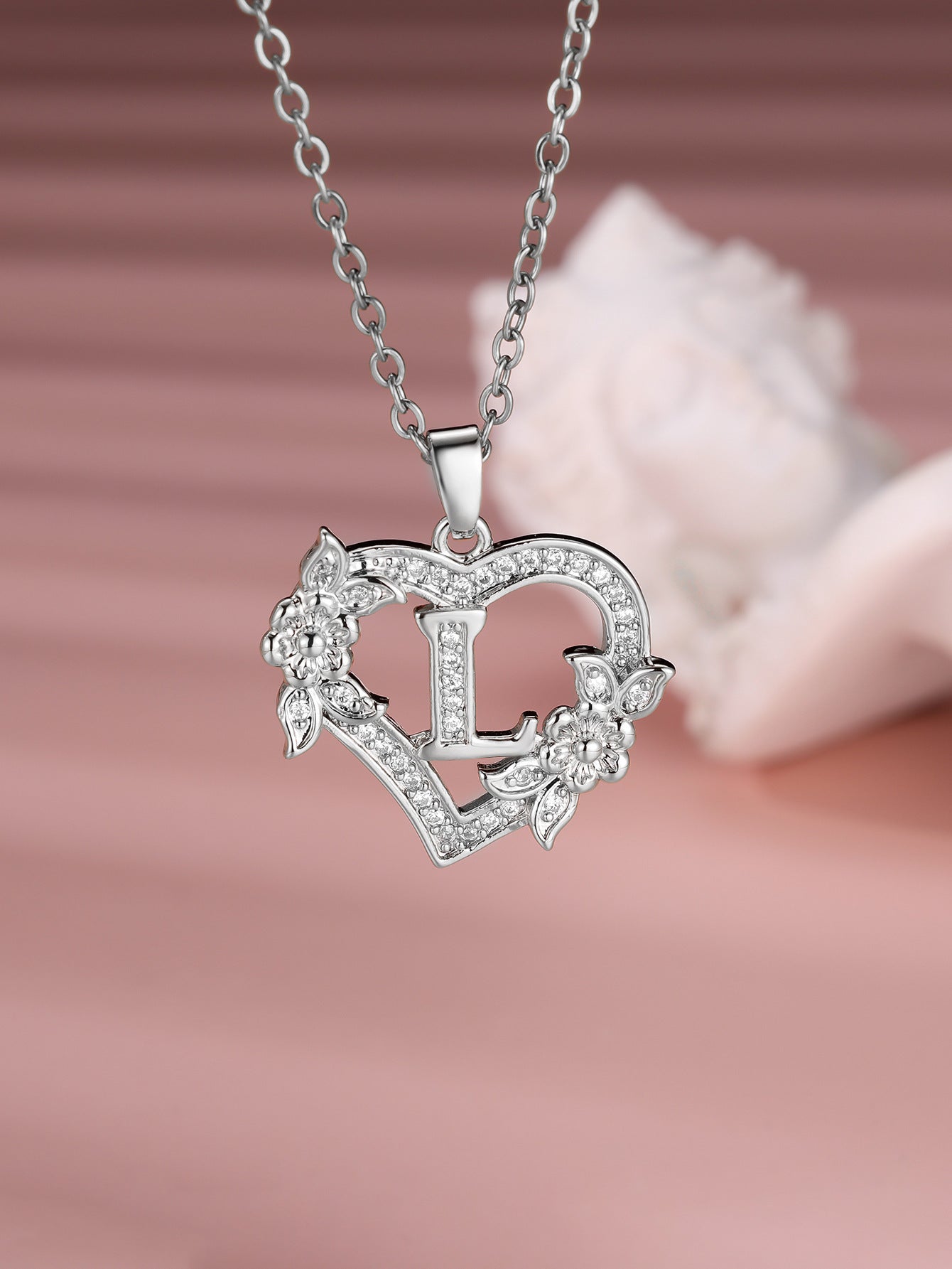 Heart Necklace with Personalized Letter