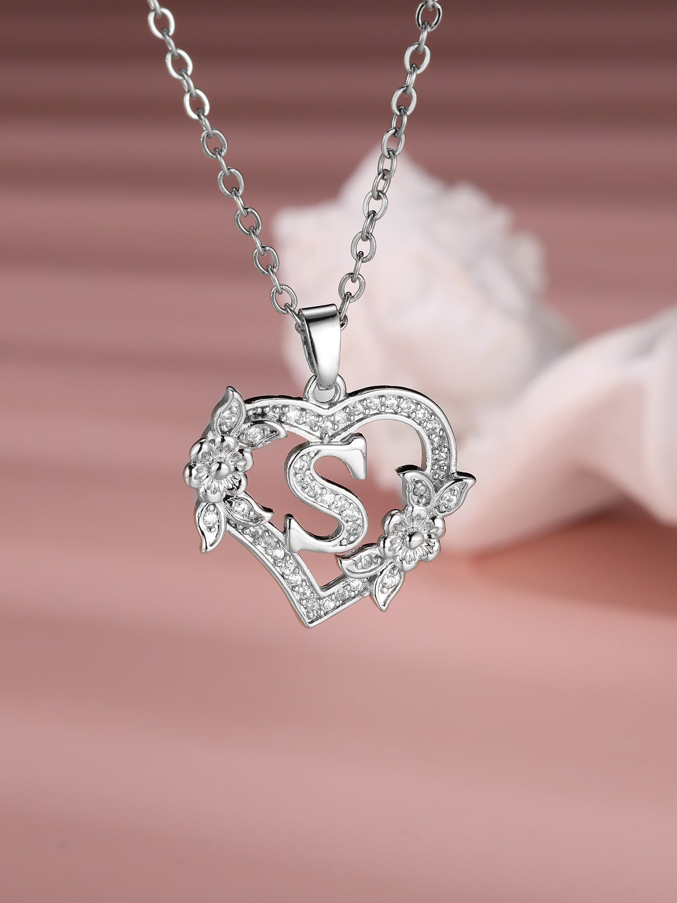 Heart Necklace with Personalized Letter