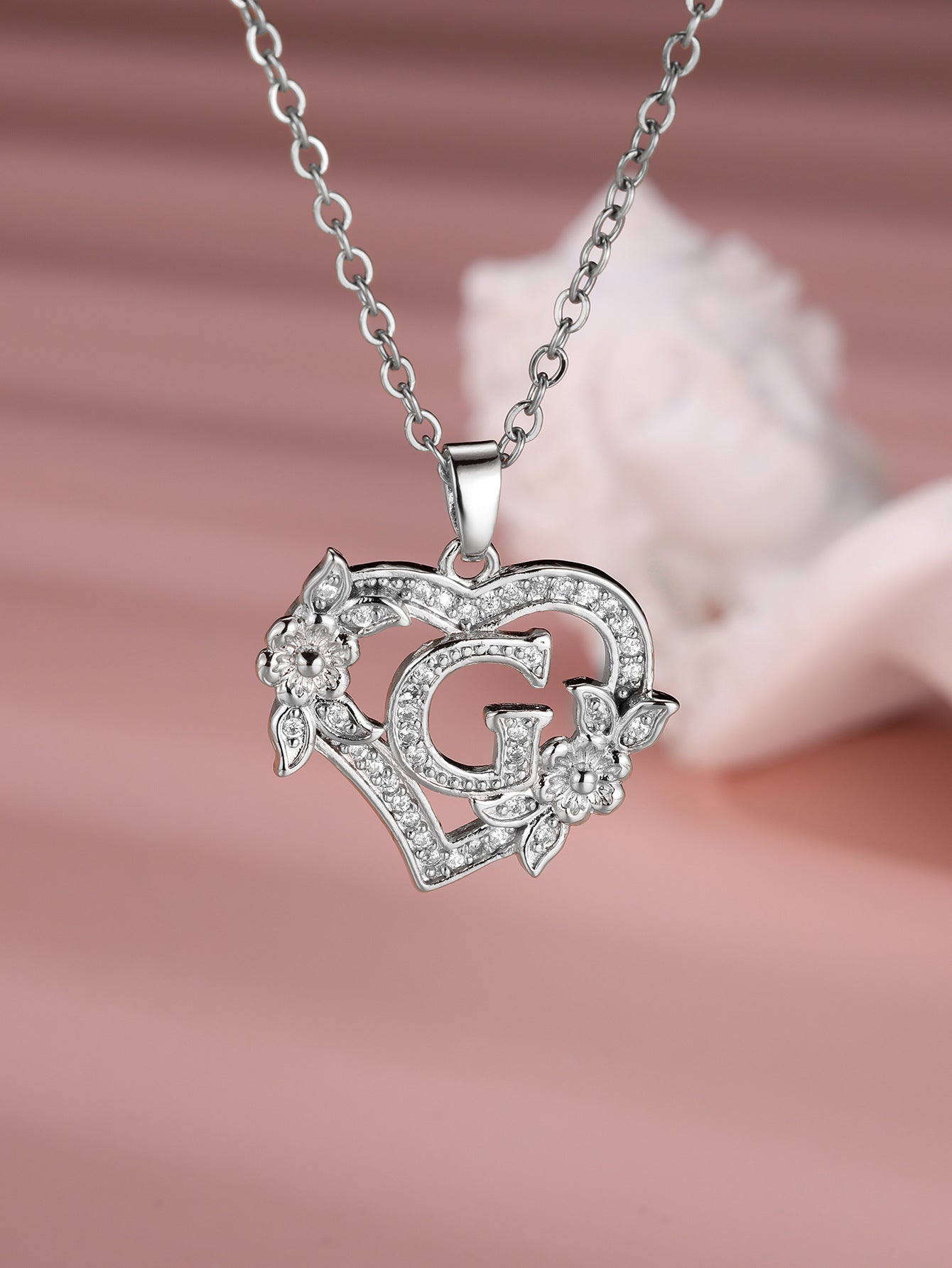 Heart Necklace with Personalized Letter