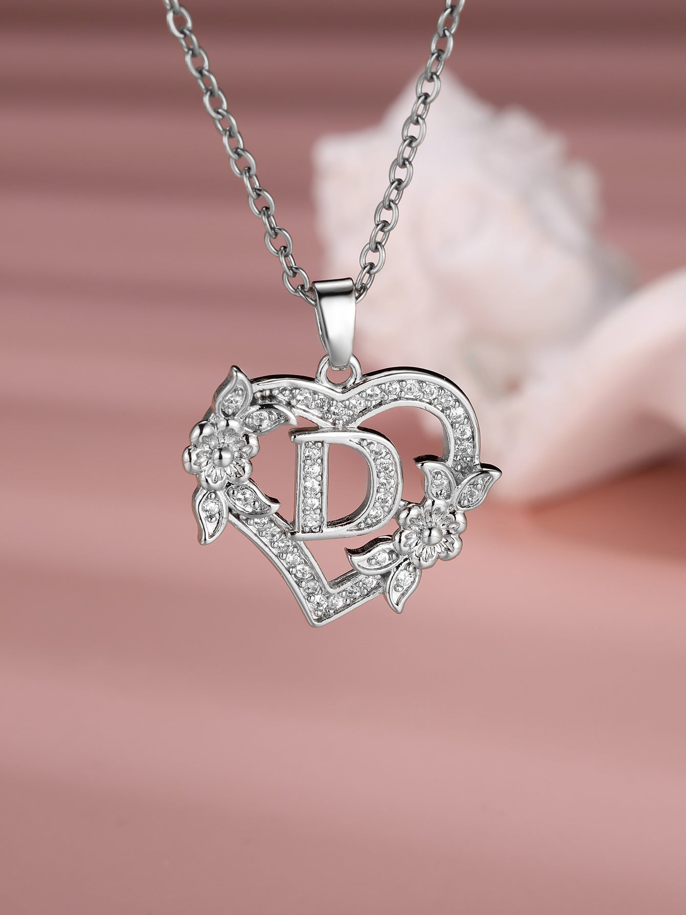 Heart Necklace with Personalized Letter