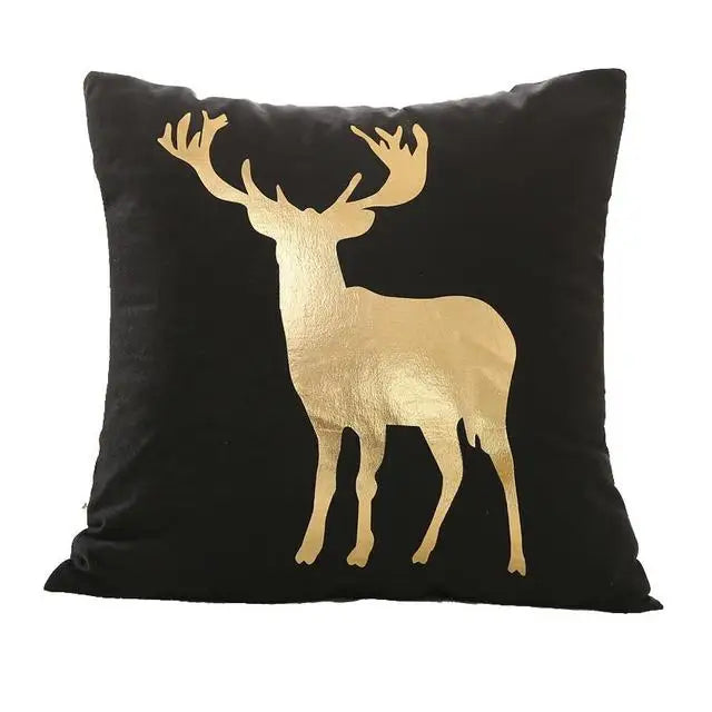 Housse de Coussin Décorative Noir et Blanc avec Dorure