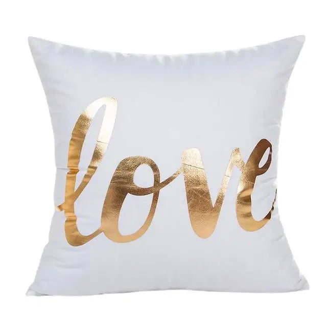 Housse de Coussin Décorative Noir et Blanc avec Dorure
