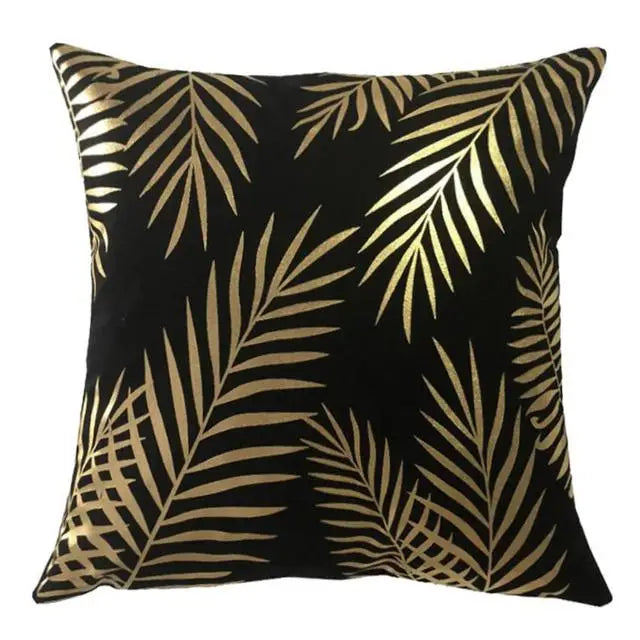 Housse de Coussin Décorative Noir et Blanc avec Dorure