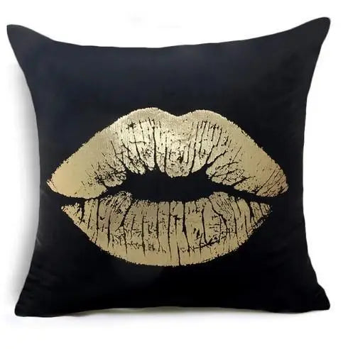 Housse de Coussin Décorative Noir et Blanc avec Dorure
