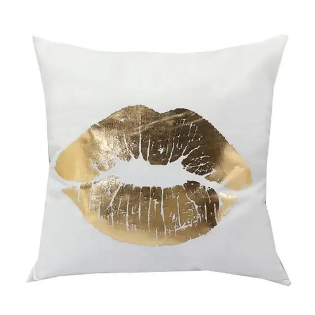 Housse de Coussin Décorative Noir et Blanc avec Dorure