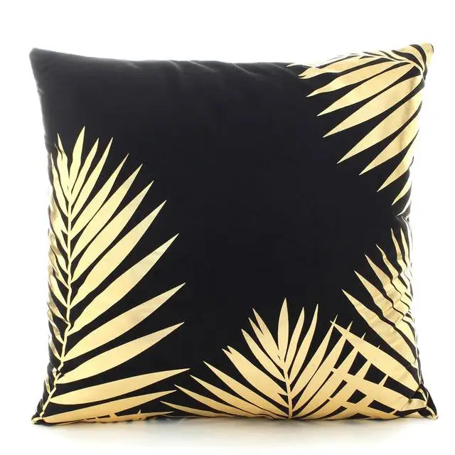 Housse de Coussin Décorative Noir et Blanc avec Dorure