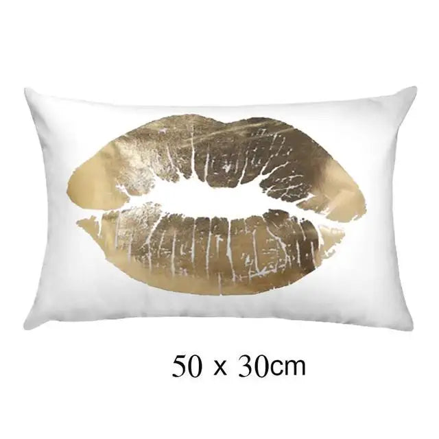 Housse de Coussin Décorative Noir et Blanc avec Dorure