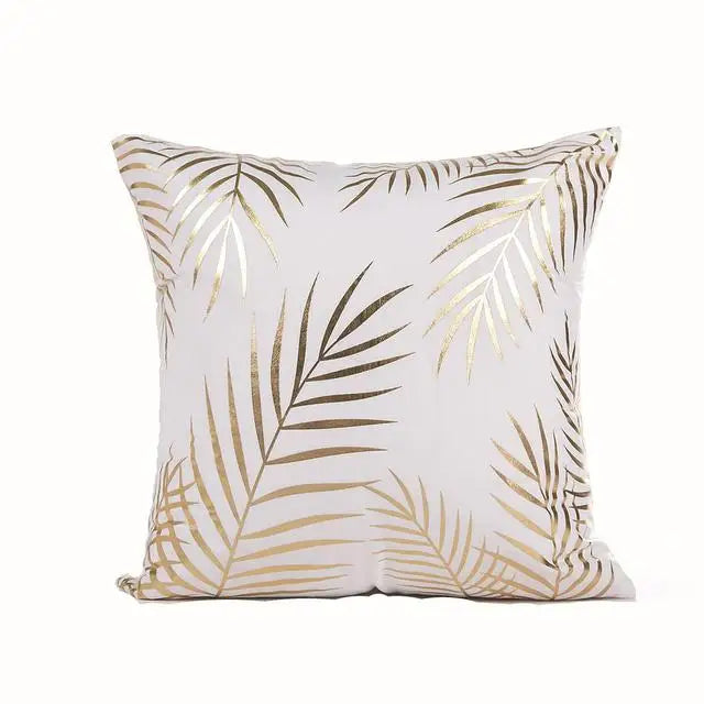 Housse de Coussin Décorative Noir et Blanc avec Dorure
