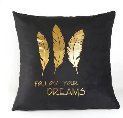 Housse de Coussin Décorative Noir et Blanc avec Dorure