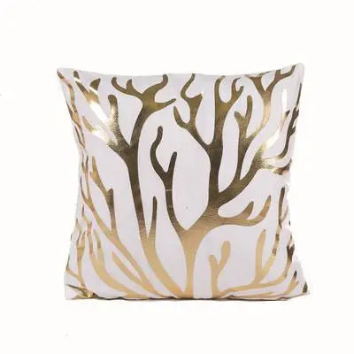 Housse de Coussin Décorative Noir et Blanc avec Dorure