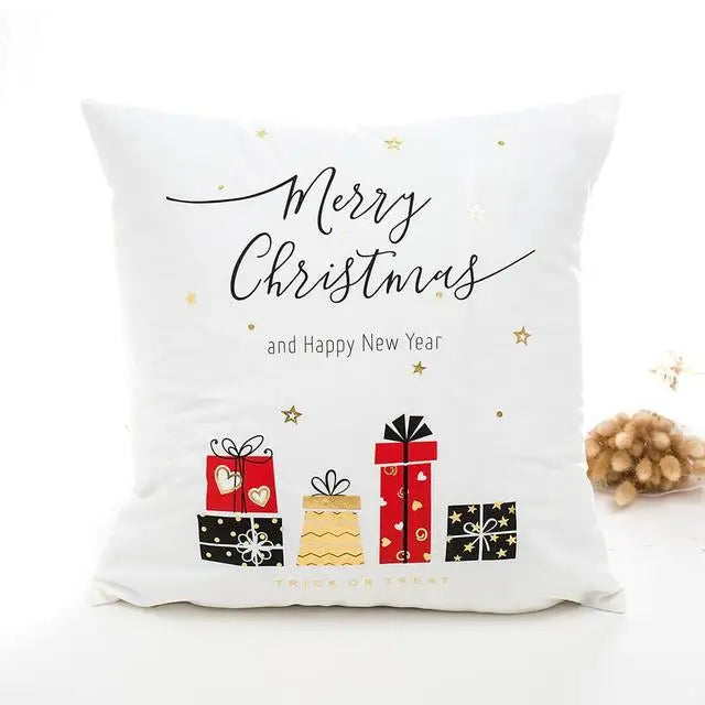 Housse de Coussin Décorative Noir et Blanc avec Dorure