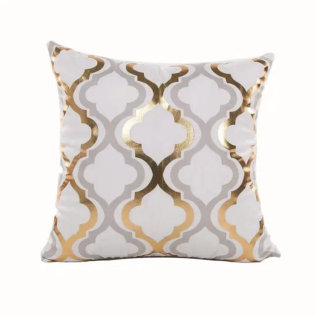 Housse de Coussin Décorative Noir et Blanc avec Dorure