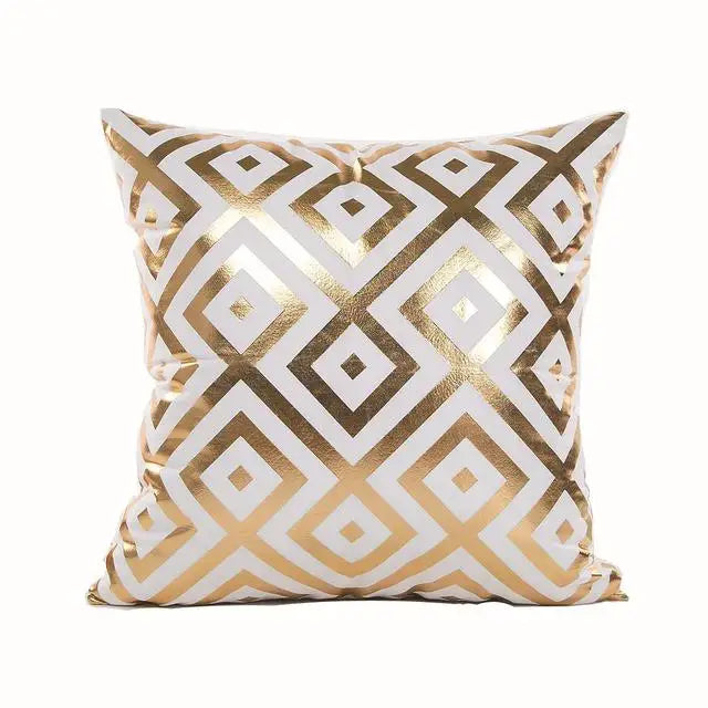 Housse de Coussin Décorative Noir et Blanc avec Dorure