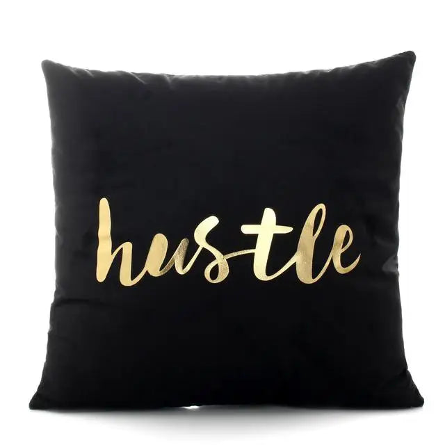 Housse de Coussin Décorative Noir et Blanc avec Dorure
