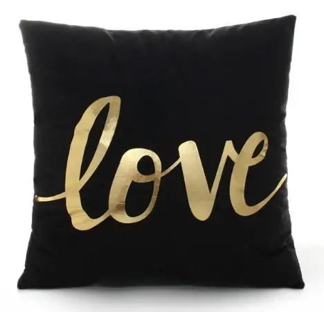 Housse de Coussin Décorative Noir et Blanc avec Dorure