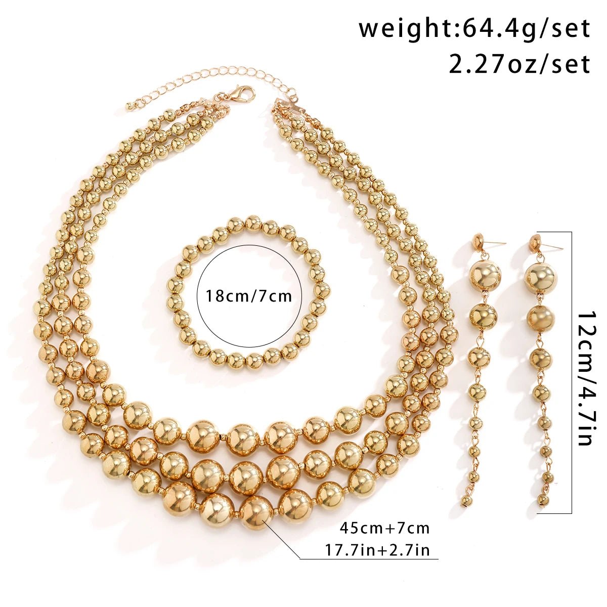 Chunky Ball Chain Necklace, Bracelet & Earrings