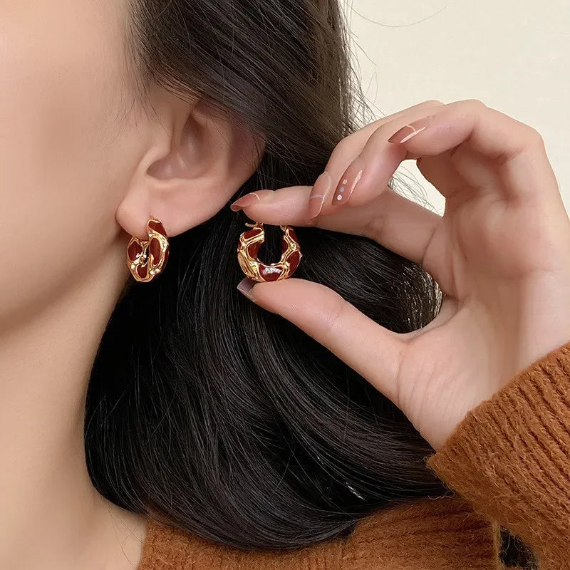 Boucles d'Oreilles Créoles Vintage – Plaqué Or