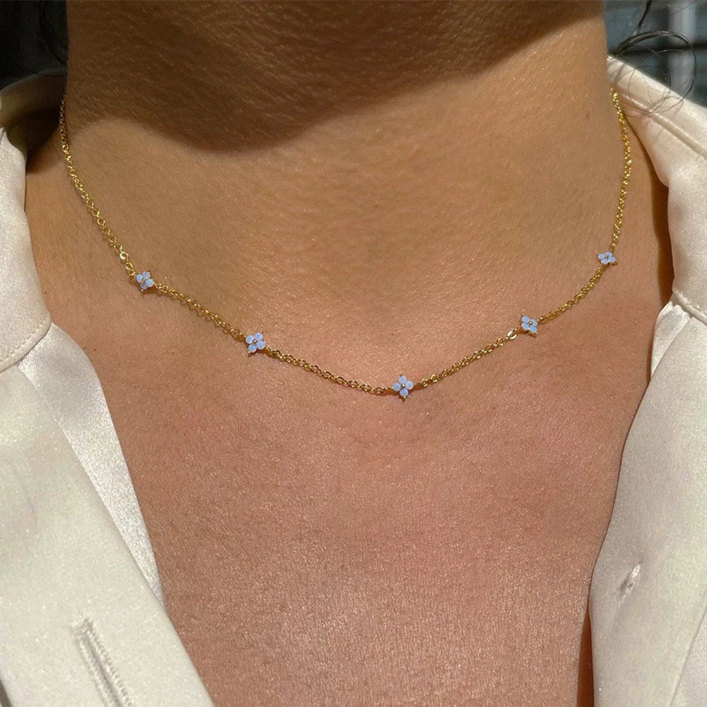 Collier Trèfle à Quatre Feuilles en Zircon – Plaqué Or 18K