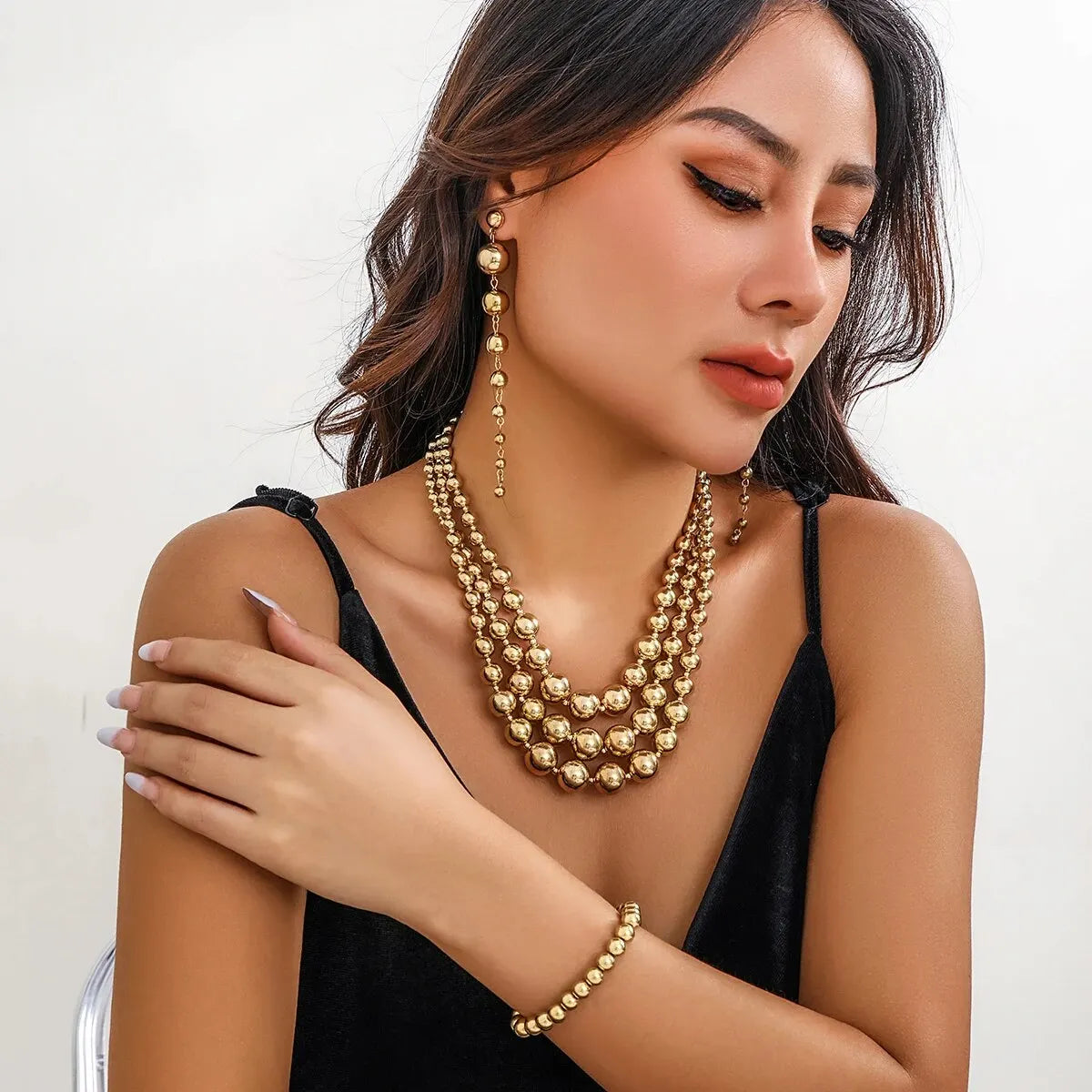 Chunky Ball Chain Necklace, Bracelet & Earrings
