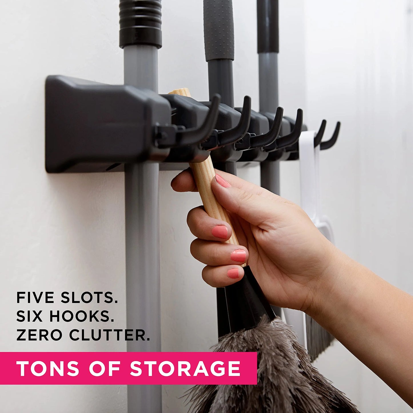 Wall Mounted Broom Holder - Multifunctional Storage