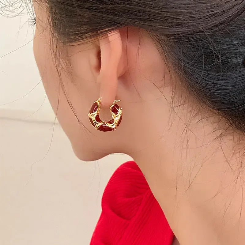 Boucles d'Oreilles Créoles Vintage – Plaqué Or