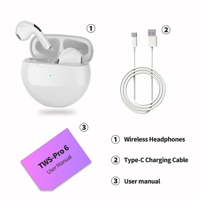 Air Pro 6 Wireless Bluetooth Headphones