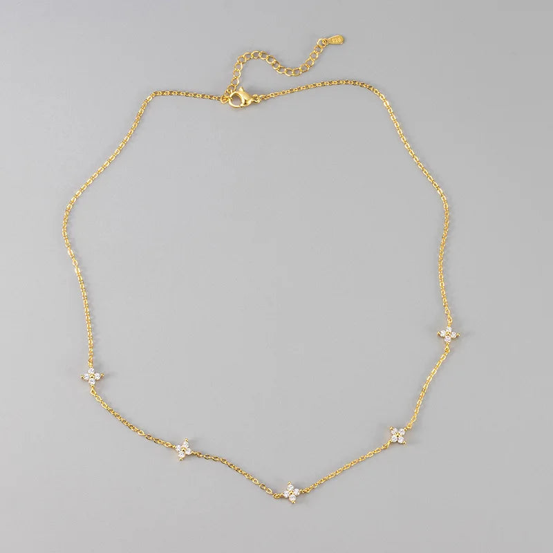 Collier Trèfle à Quatre Feuilles en Zircon – Plaqué Or 18K