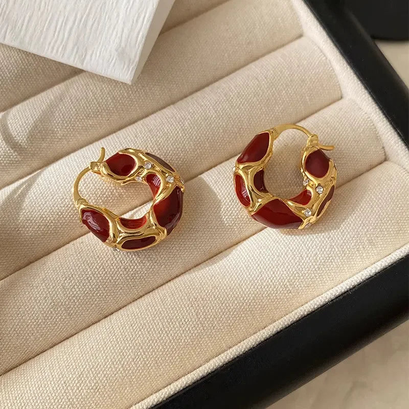 Boucles d'Oreilles Créoles Vintage – Plaqué Or