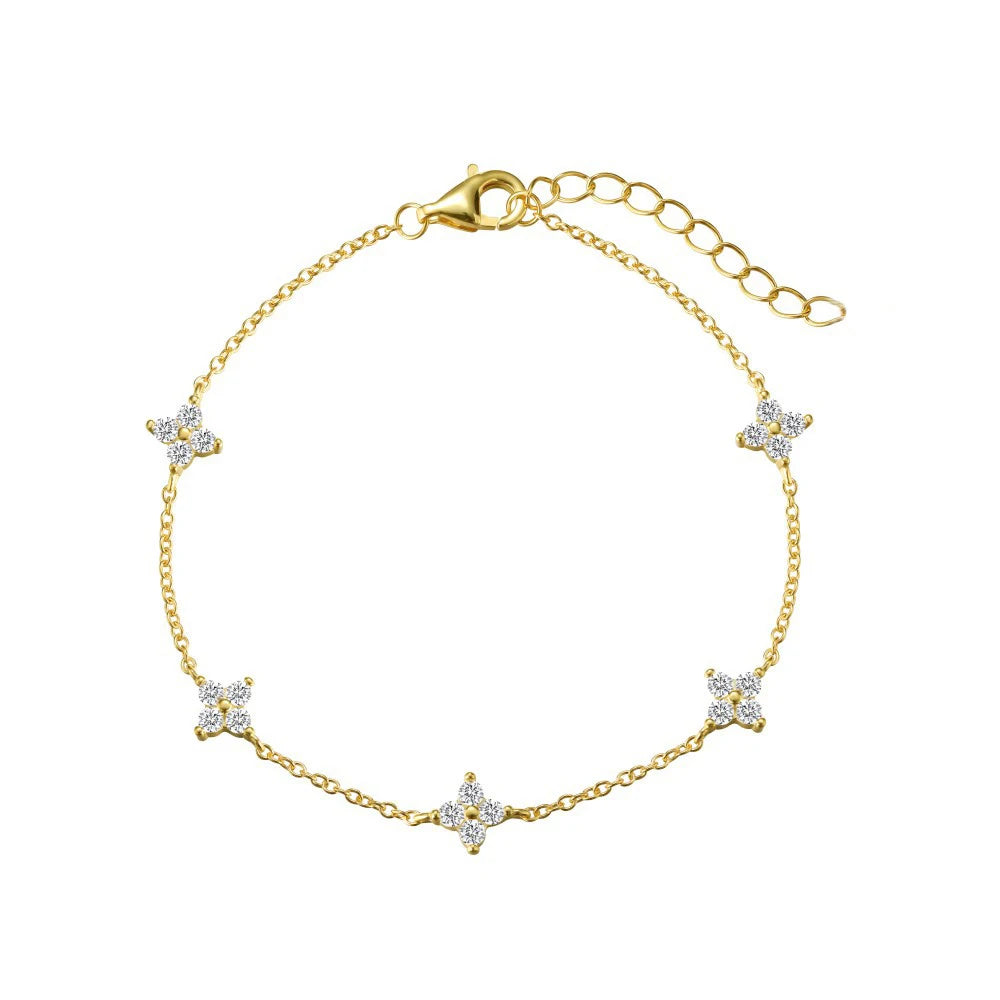 Collier Trèfle à Quatre Feuilles en Zircon – Plaqué Or 18K