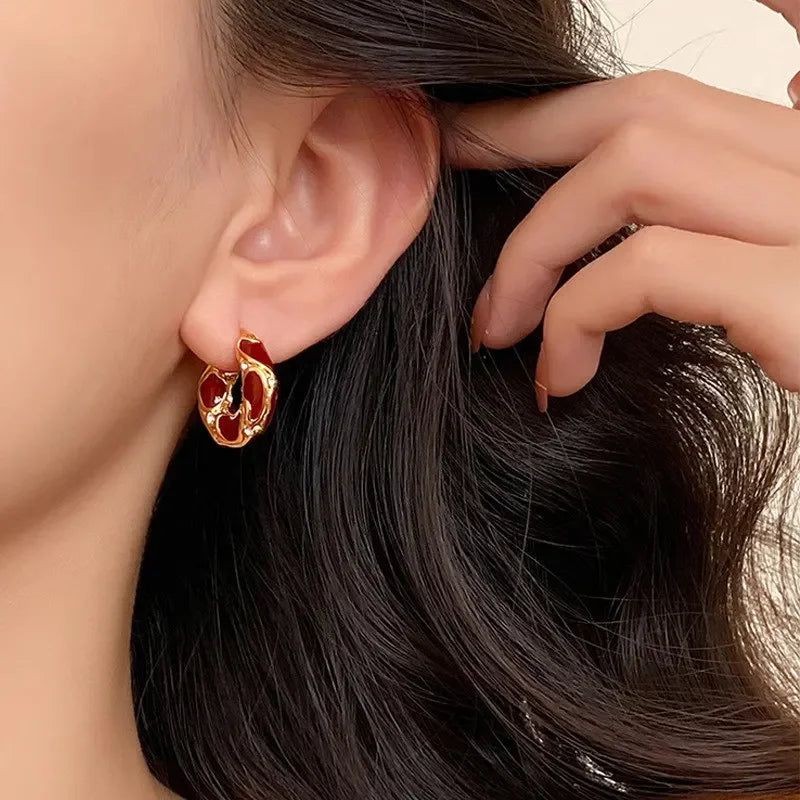 Boucles d'Oreilles Créoles Vintage – Plaqué Or