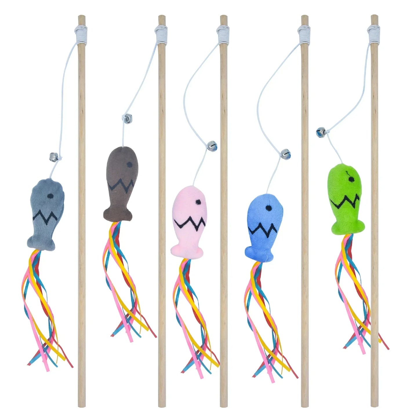 Cat Fishing Rod Toy - Natural Wooden Wand