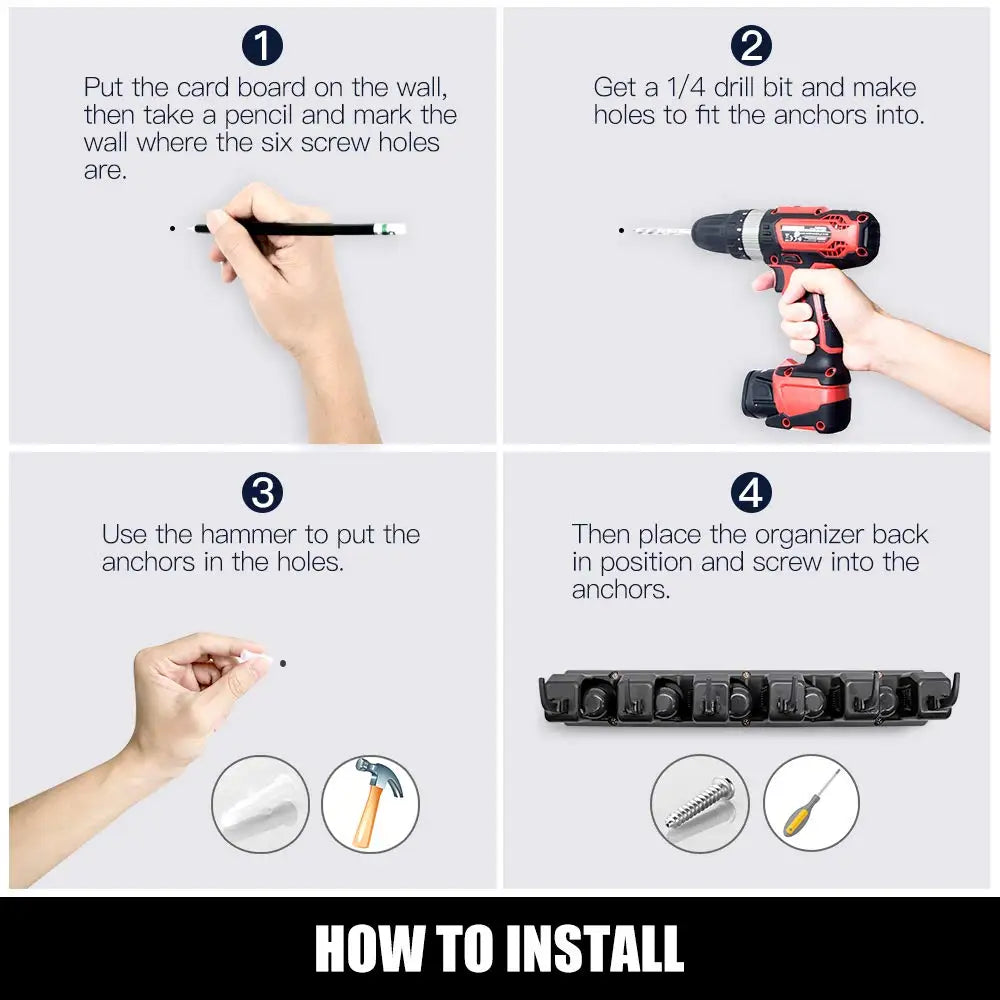 Wall Mounted Broom Holder - Multifunctional Storage