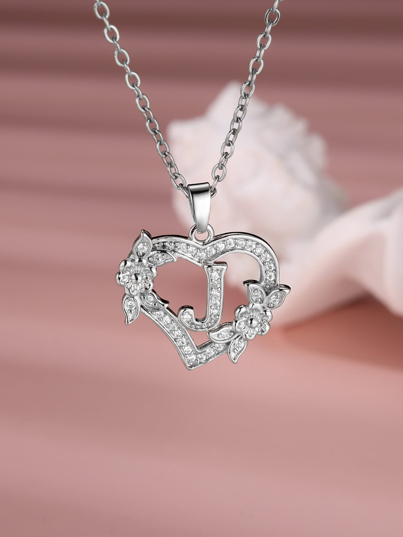 Heart Necklace with Personalized Letter