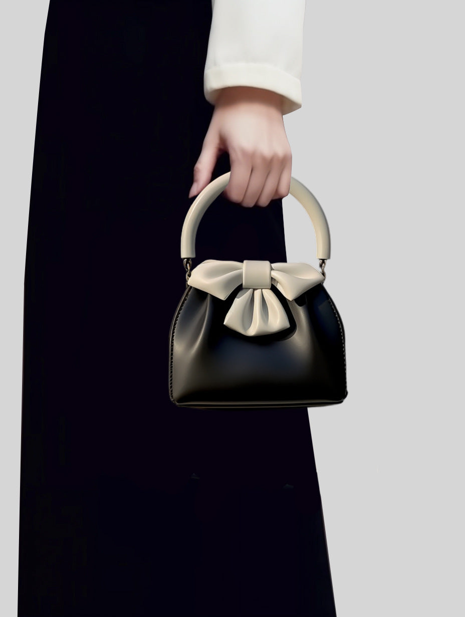 Sac Seau Plissé avec Nœud Contrasté