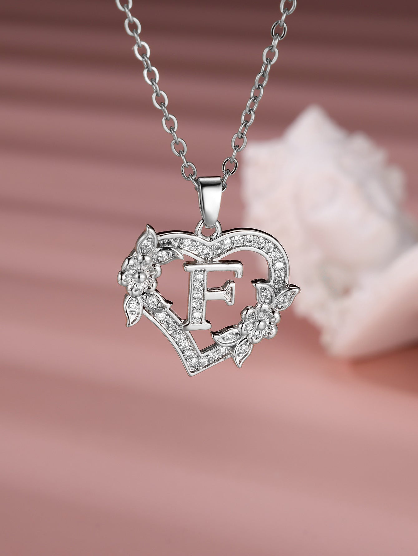 Heart Necklace with Personalized Letter