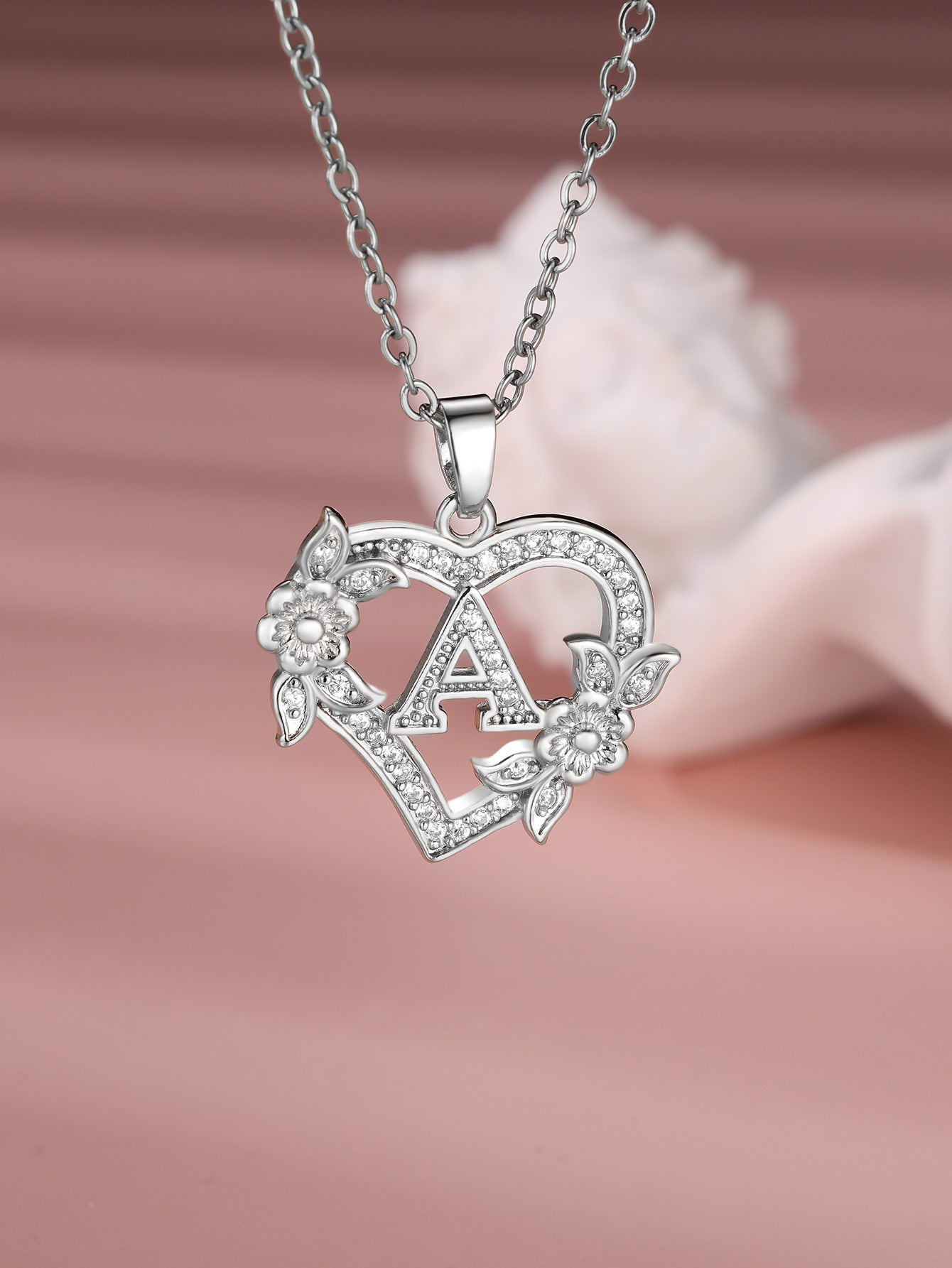 Heart Necklace with Personalized Letter