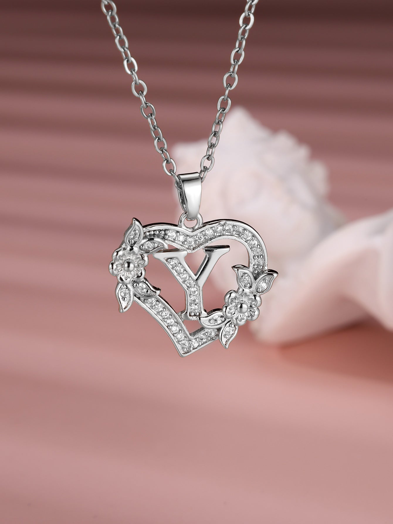 Heart Necklace with Personalized Letter